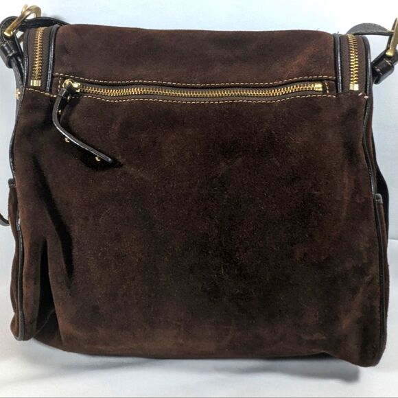 Maxx New York Signature Brown Suede Leather Shoulder Bag And Matching Wristlet - Picture 6 of 13